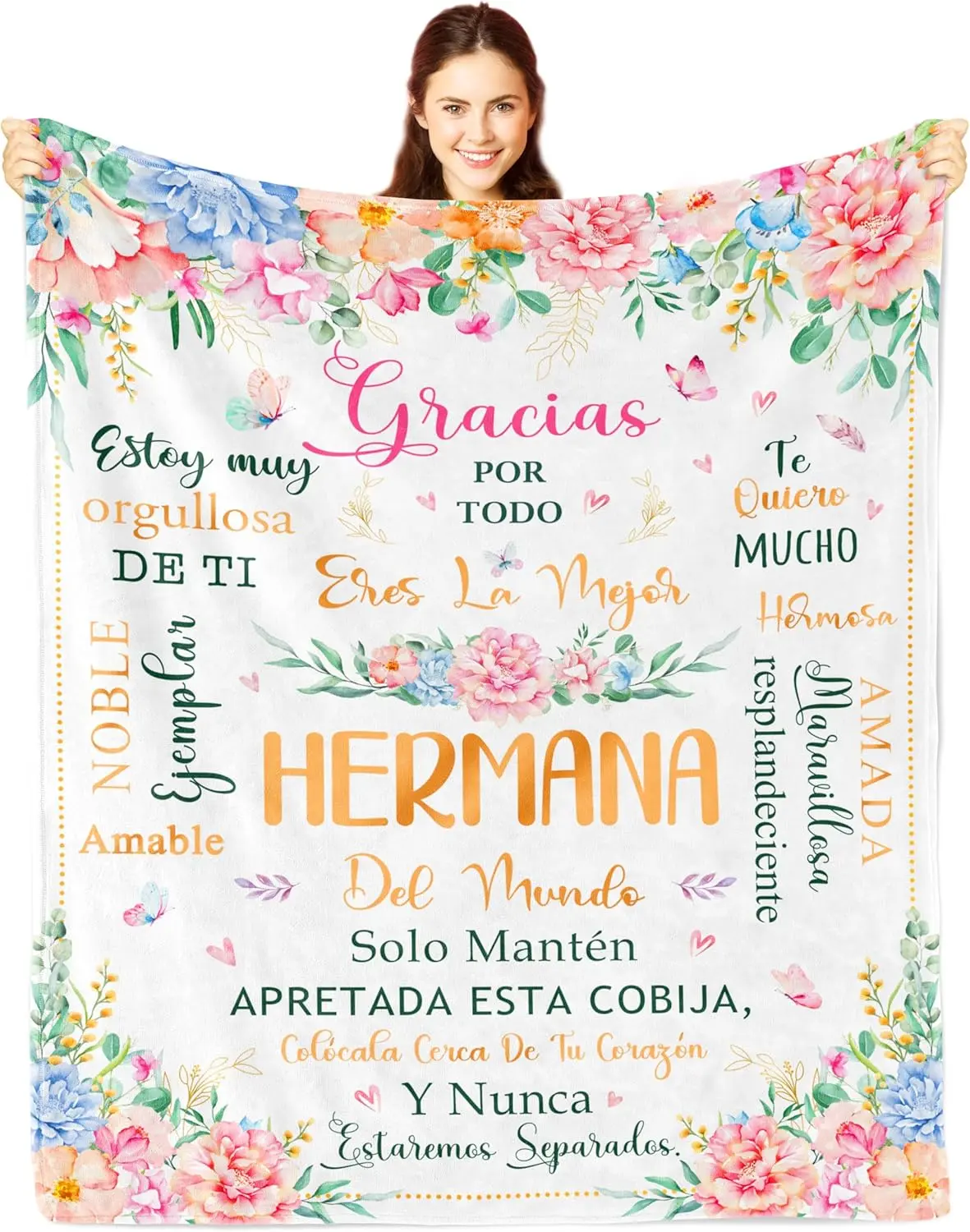 [SummerVibes] JOOCAR Regalos para Hermanas Manta, Sister Gifts in Spanish, Regalo de Cumpleaños/Graduación/Navidad Hermana, Sister Birthday Gift Ideas, Big Sister Gifts, Gifts for Sister Throw Blanket