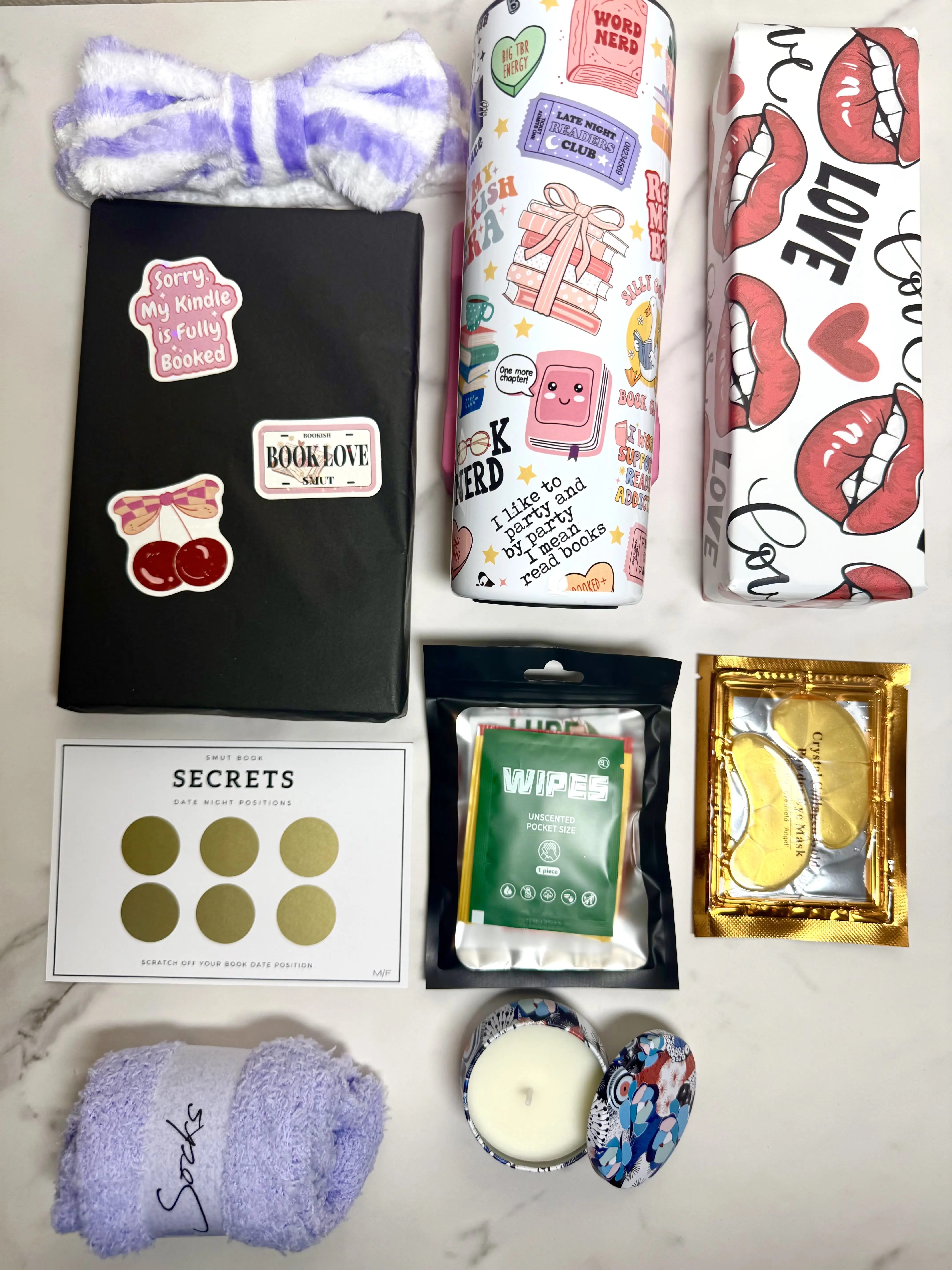 Adult Romance Reading Gift Set - Gift Boxed Perfect Bundle for Stress Relief, Cozy Self-Care Kit for Readers