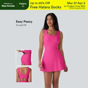 Halara SoftlyZero Airy U Neck 2-in-1 Pocket Mini Cool Touch Dance Active Dress-Easy Peezy