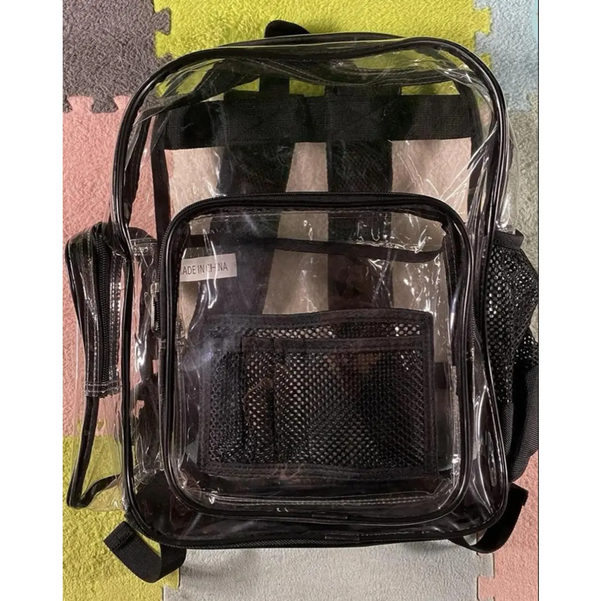 Clear Backpack with Black Trim Heavy Duty #10 Zipper 17 Inch Travel Bag