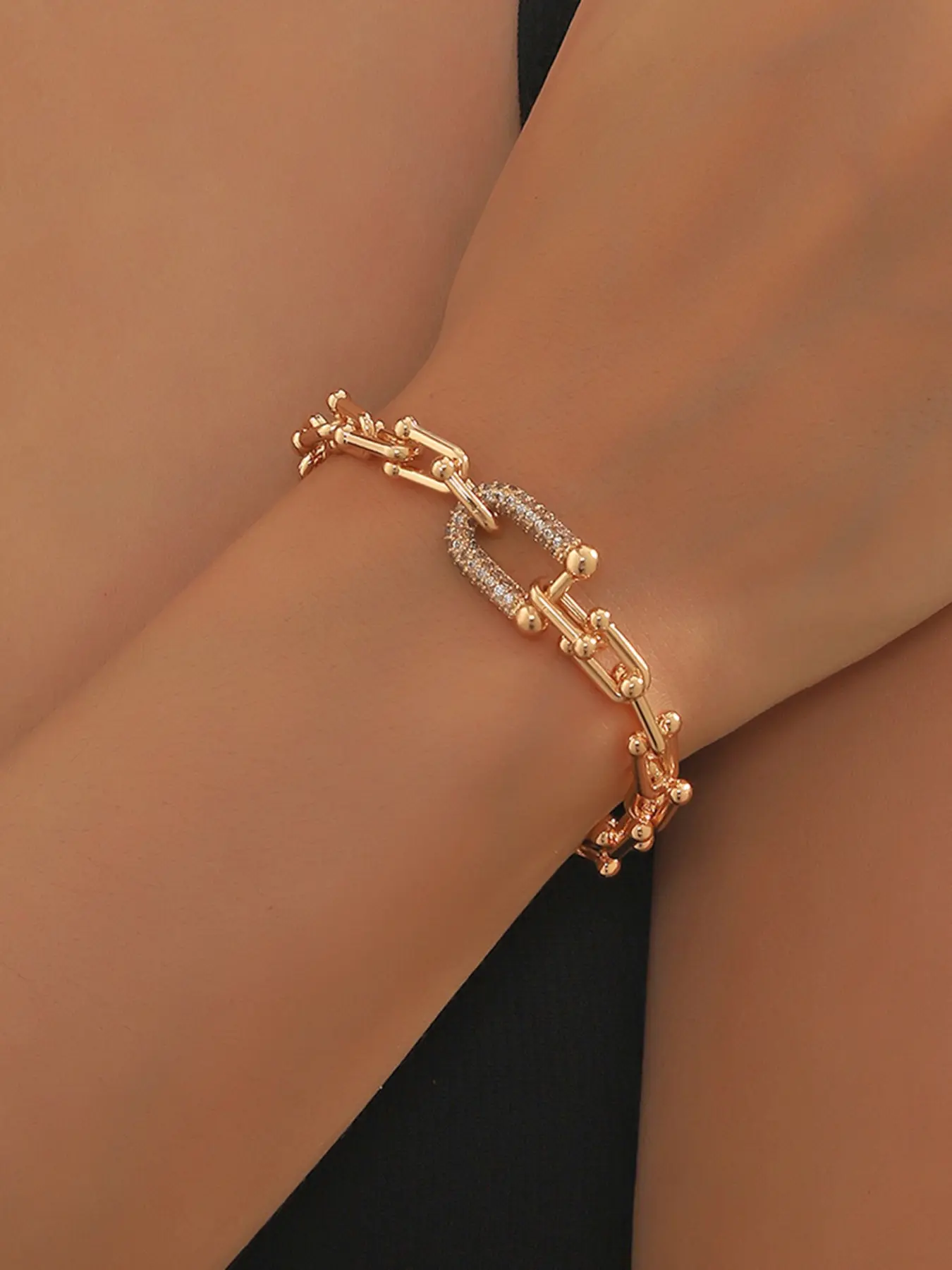 Elegant Horsebit Bangle Bracelet, Copper Micro-Embedded Bamboo Joint, 18k Gold Plated, Rhinestone Jewelry for Parties and Daily Wear