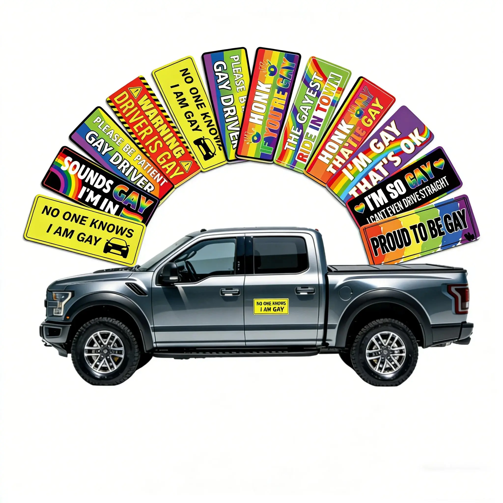 Funny Pride Rainbow Magnet Bumper Stickers,Magnets Reusable Prank Stickers for Car Truck & Vehicle,Amusing DesignsDurable Material