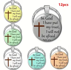 12pcs Christian Keychain, Bible Key Chain Ring, Purse Bag Backpack Charm, Car Ornament, Earbud Case Cover Accessories, Christmas Gift