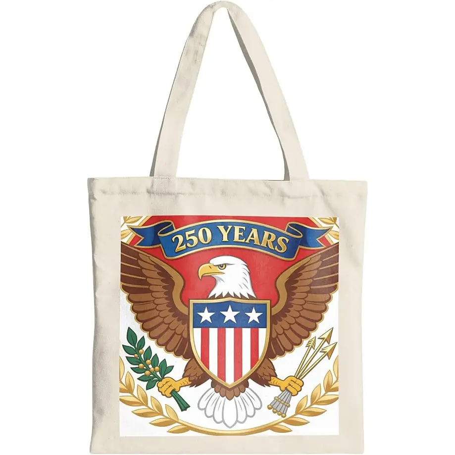 250 Years Patriotic Eagle Tote Bag, USA 1776–2026 Anniversary Tote, American Shield Tote Bag, Independence Day Tote, 4th of July Tote