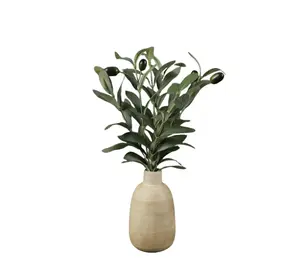 Mainstays 15” Artificial Olive in Wood Finish Ceramic Vase Made for Tabletops – 1.1 lbs