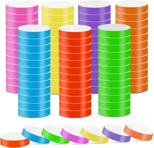 1400 Packs 7 Colors Waterproof Neon Paper Wristbands - Identification Paper Bracelets Armband for Events Concert Club Bar Entrance Admission Party