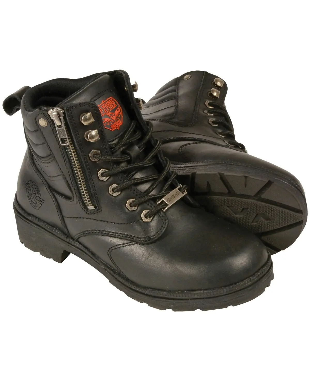 Milwaukee Leather Women's Women'S Side Zipper Boot Round Toe Wide - Mbl9320w