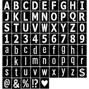 5 Inch Letter Stencils Symbol Numbers Stencil, 68 count  Alphabet Art Craft Templates Interlocking Stencils Kit for Painting on , Wall, Glass, Fabric, Rock, Canvas, Chalkboard, Sign(5Inch)