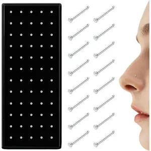 Jstyle 60 Pcs Hypoallergenic Stainless Steel Nose Studs for Women Men Sparkly CZ Small Nose Studs Rings Piercing Body Jewelry 1.5mm 2mm 2.5mm