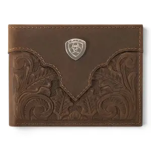 ARIAT BIFOLD WITH REMOVABLE PASSCASE WALLET EMBOSSED MEDIUM BROWN
