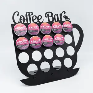 Metal K Cup Coffee Capsule Holder, 19 Capsule Display Rack, Home Kitchen Office Coffee Bar Organizer, Matte Capsule Storage, Fashion Engraved Decor