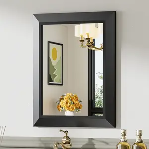 Black Bathroom Mirror,Anti-Rust Black Metal Framed Bathroom Mirrors for Over Sink, Wall-Mounted Rectangler Mirrors for Bathroom Vanity, Farmhouse, Bedroom, Living Room, Entryway Decor