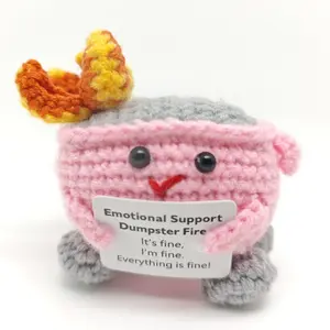 Emotional Support dumpster fire hook knit decoration, Cute Funny Handmade Office Desk Accessory, Desktop Decoration Gift for Birthday, Suitable for Men and Women, Personal Touch