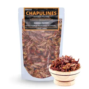 Herbalista - Fresh Chapulines Sabor Natural From Oaxaca 3.5oz (100gr) | All Natural Toasted Grasshoppers With Lime, Sea Salt and Garlic | Always Fresh (Not Dehydrated) Delicious, Healthy Exotic Mexican Snack. Imported From Mexico