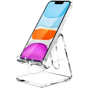 Acrylic Cell Phone Stand, Portable Clear Phone Stand for Desk, Compatible with Phone16 15 14 13 Pro Max Mini 12 11 Plus SE, Switch, Android Smartphone, Pad, Tablet, Desk Accessories