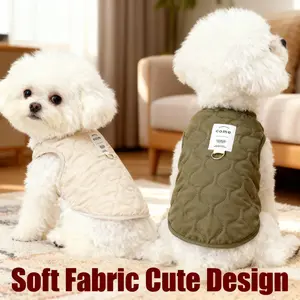 "Pet Quilted Vest - Soft Fleece Lined Dog Vest for Small Pets (500g-1500g), Stylish Quilted Design Pet Jacket with Leash Ring, Reversible Pet Clothing for Bichon/Teddy (Home & Outdoor Use)