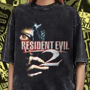 Vintage Washed Resident Evil 2 T-Shirt: Zombie Face Unisex Tee
