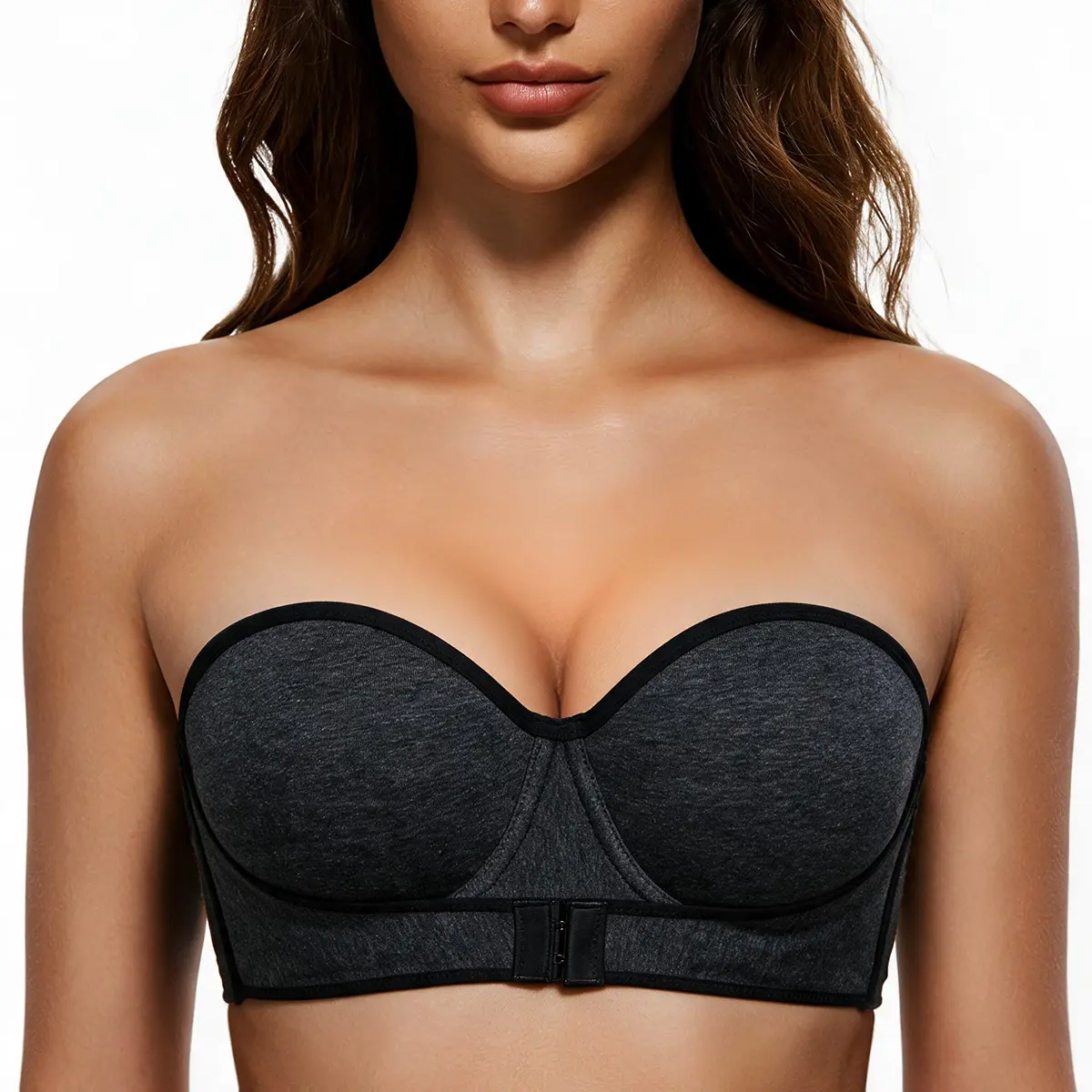 TryWish Womens Strapless Front Closure Bra Push Up Lift Bra Padded Add Cup Removable Straps Underwire Supportive Comfortable