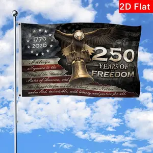2D Flat Banner 1pc, 250th Anniversary Flag, July 4 Memorial Flag, Eagle Flag, Pull-Up Banner, No Power Required