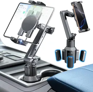 Cup Holder Tablet Mount for ,  Tablet Holder with Adjustable 15" Height 360 Rotation Stand, 0.9" Depth Clamp Fit for iPad Air/Pro/Mini 4.7"-12.9" Foldable Phone