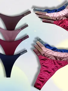 No Show Thong V-waisted Stretch Breathable Sexy Panties Underwear 4-6 Pack No More Panty Lines with Seamless Breathable Comfortable Underwear Stretchy Panties