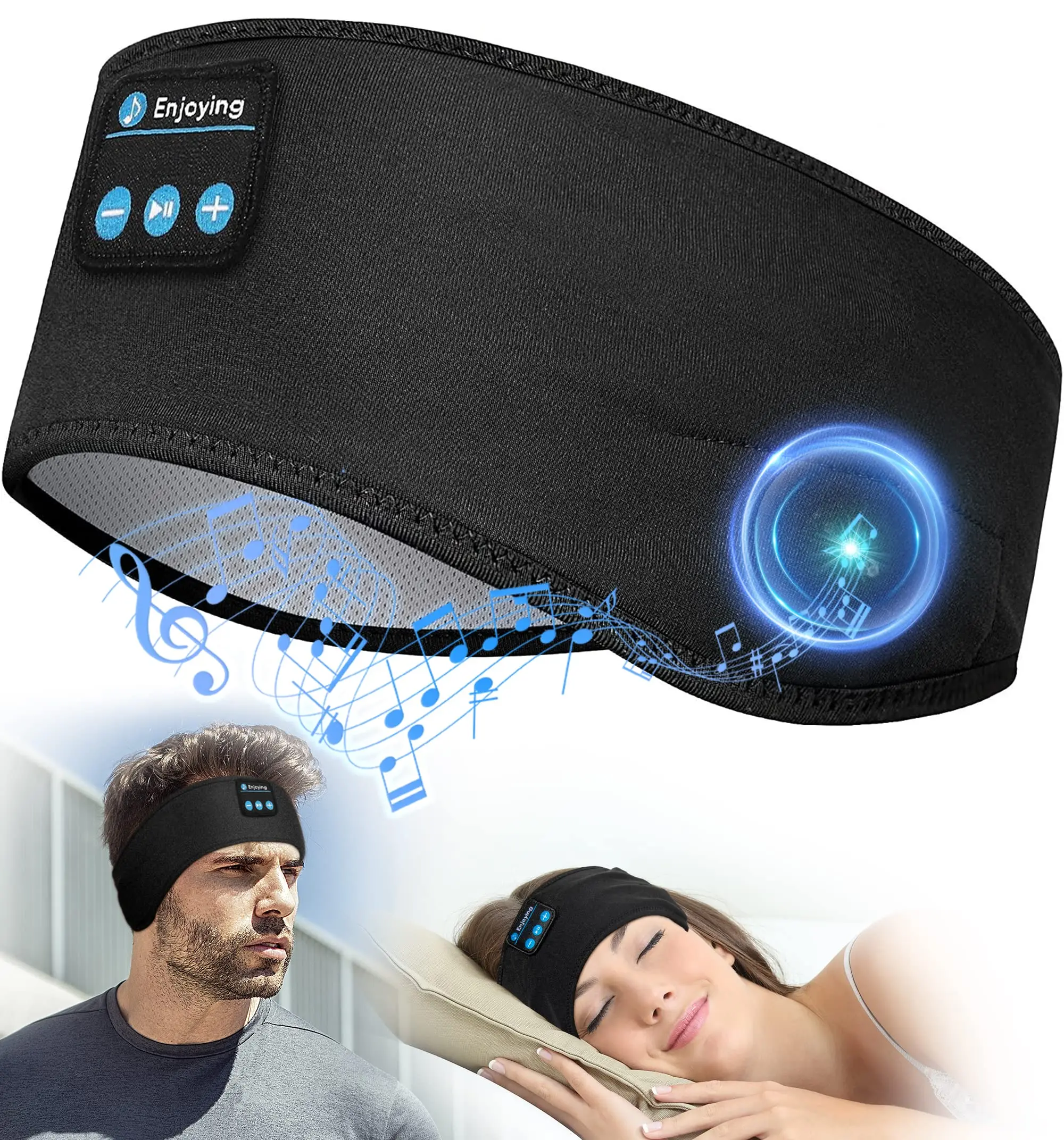 Bluetooth Sleep Headband Headphones, Soft Headsets for Extended Use with Built-in Speakers, Perfect for Workouts, Running, Yoga, Travel, Dark Gray