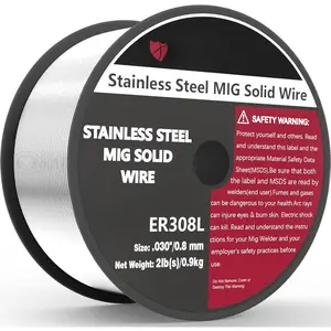 Stainless Steel MIG Solid Wire ER308L, 030-Diameter 2-Pound Stainless Steel Wire with Low Splatter Compatible With Lincoln  Forney Harbor MIG Welder
