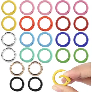 Pack Of 24 Round Carabiner, 24mm Ring Carabiner Ring Spring, 12 Colours Key Rings Buckle, DIY Crafts Accessories For Key Chains Purse Crafts, DIY Jewelry Making Supplies
