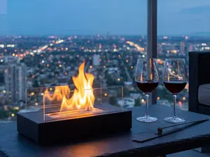 Portable Tabletop Alcohol Fire Pit - Real Flame No Smoke No Chimney Eco-Friendly Bioethanol Fireplace for Indoor Outdoor Use
