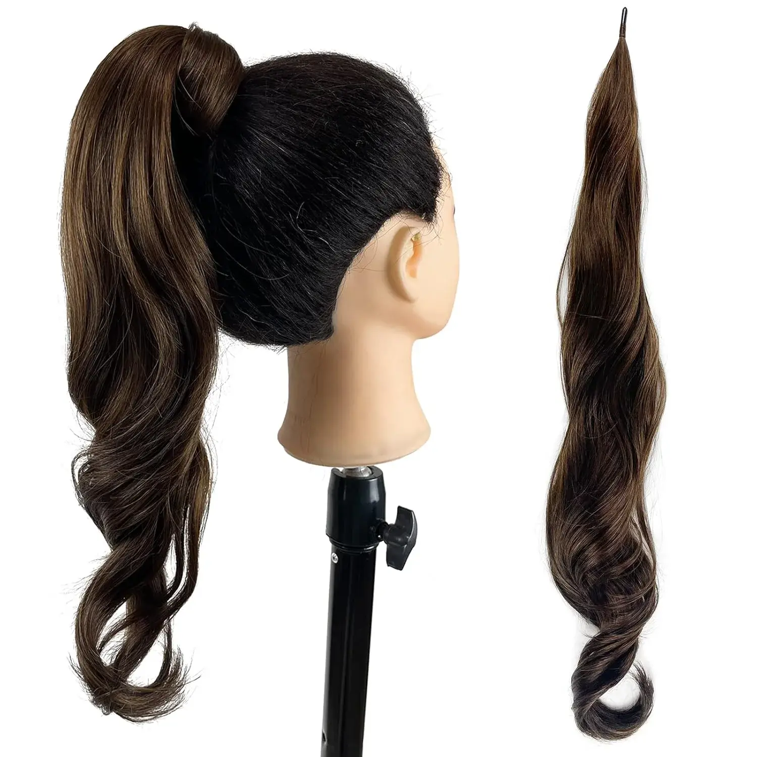 32 Inch Long Body Wave Wrap-Around Ponytail Extension for Women, Heat Resistant Synthetic Fiber Hair Piece with a Flexible Hold, Soft Hair, Blonde Ponytail Extension, 27# Blonde, 99J Wine Red, 100G/Pack, 24-26In After Installation, Easy To Install