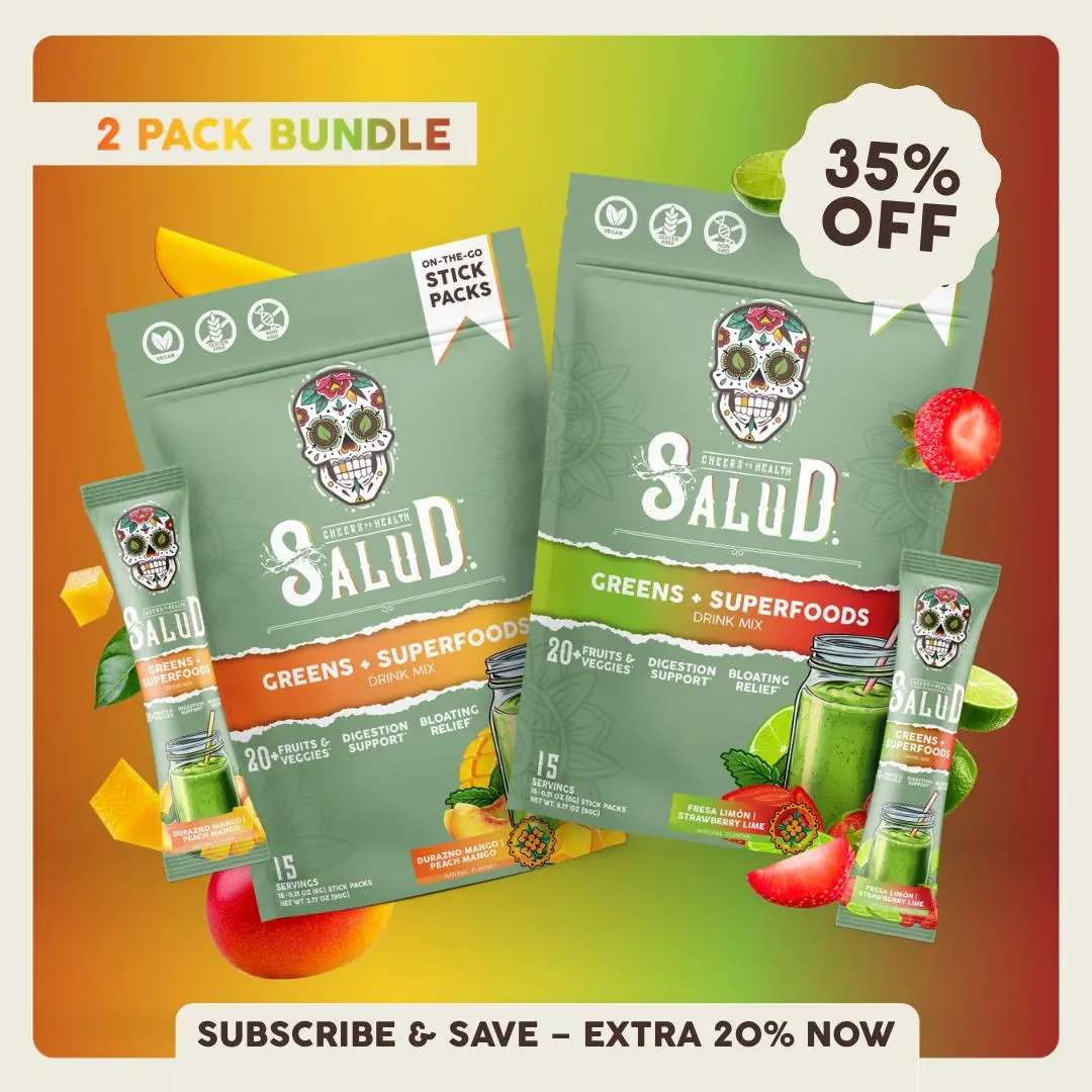 Salud 2-in-1 [Greens + Superfoods – Duo] Daily Greens Drink Mix, Agua Fresca, Gut Health & Bloating Support, Probiotics & Prebiotics, 20+ Fruits & Veggies, Vegan, Non-GMO (2-Pack, 30 Servings), Deals For You Days