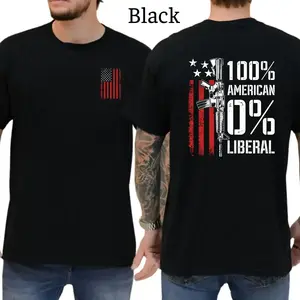 100% American 0% Liberal T-Shirt, Mens Shirts Funny, Conservative Political Graphics Tee, Patriotism Graphics Shirt, Men's Gifts, Casual Menswear, For Men