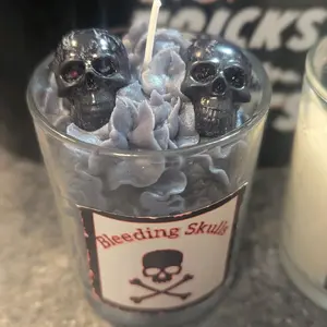 Bleeding Skulls Scented Candle for Halloween Spooky Season with Unique Skull Design and Spooky Aroma