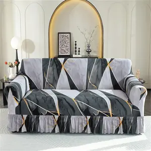 Geometric Pattern Sofa Cover, 1 Count Modern Sofa Slipcover, Dustproof Sofa Protector for Home Living Room, Sofa Protector for Home Living Room, Stretch Sofa Cover