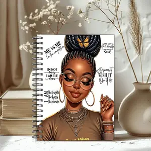 Inspirational African American Woman Spiral Notebook, 5.5x8.3 Inch, Perfect Gift for Her, Daily Planner Journal for Office & School, Doodle Pad