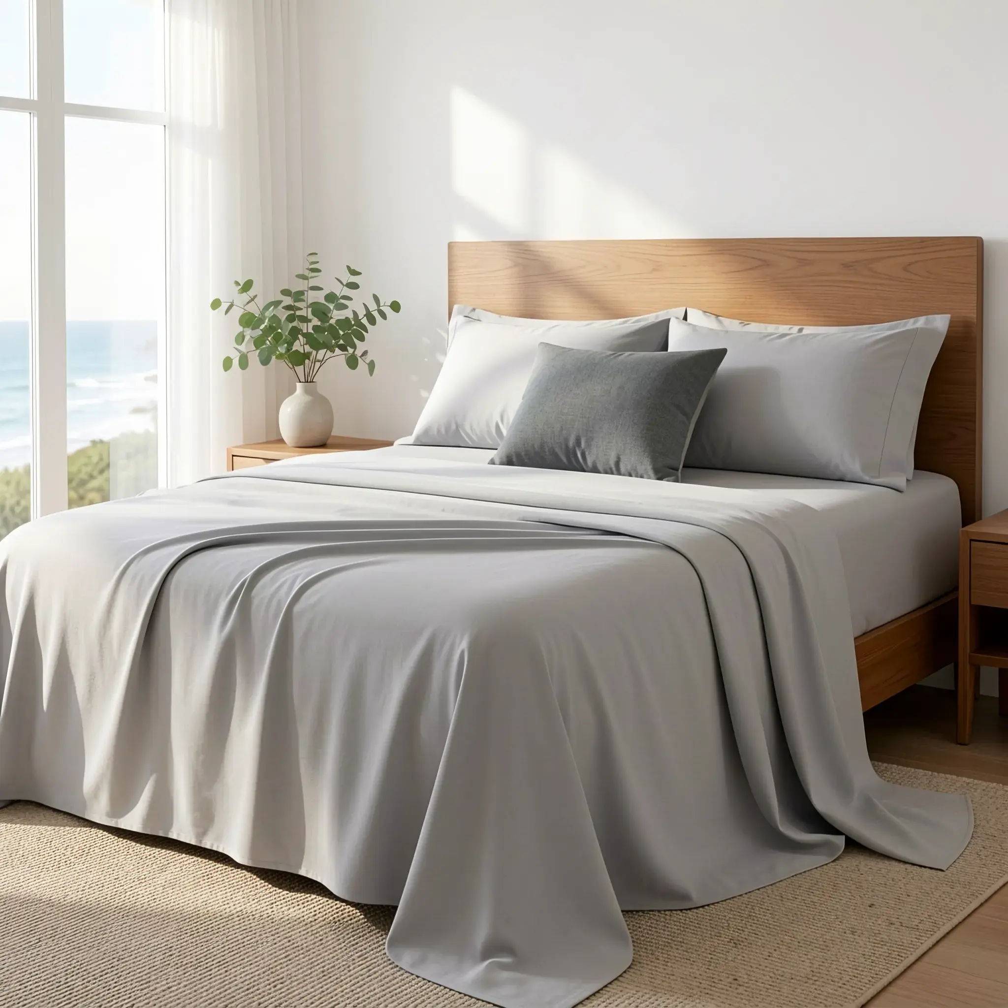 Bamboo Sheet 6Pcs Set With Elastic Straps Non Slip Deep Pocket 6-18 Inch Secure Fit Cooling Breathable Silky Soft Hotel Style Bedding,summerwins,back to school,back to school shopping,home decor
