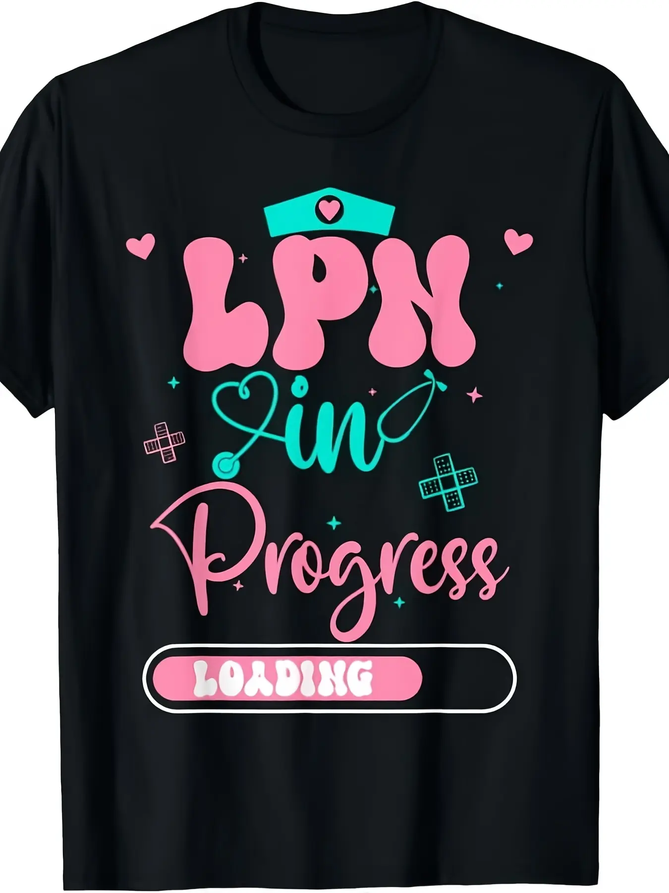 LPN In Progress Loading Future Nurse Graduation TShirt Nursing Student Gift with Progress Bar LPN Logo Design Turquoise Icons Comfortable Casual Wear for Aspiring Nurses ApCasual Comfortable Loose Fitting Versatile T Shirt