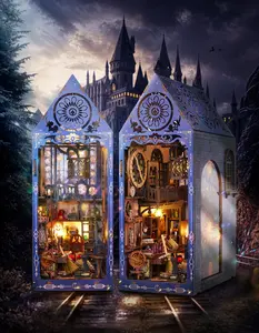 Enchanted Magic House Book Nook Kit – Fantasy DIY Bookshelf Insert with LED Light & Dust Cover