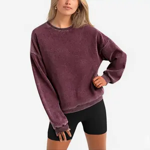 Men's and women's oversized acid-wash vintage sweatshirts, pullover sweatshirts, unisex loose cotton pullovers, men's crew neck sweatshirts, sweaters, street style long-sleeved shirts, hoodies