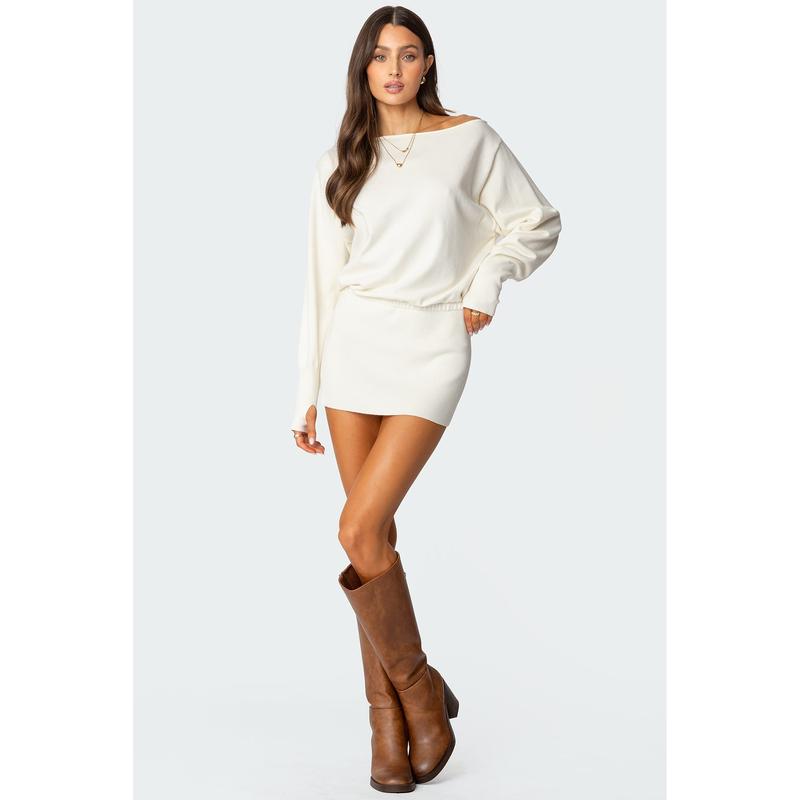 Eve Off Shoulder Knit Mini Dress