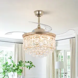 Crystal Invisible Ceiling Fan Lamp Sleek Transparent Design for Enhanced Functionality & Style Easy Installation Compatible with Various Models Elegant Home Decor Addition