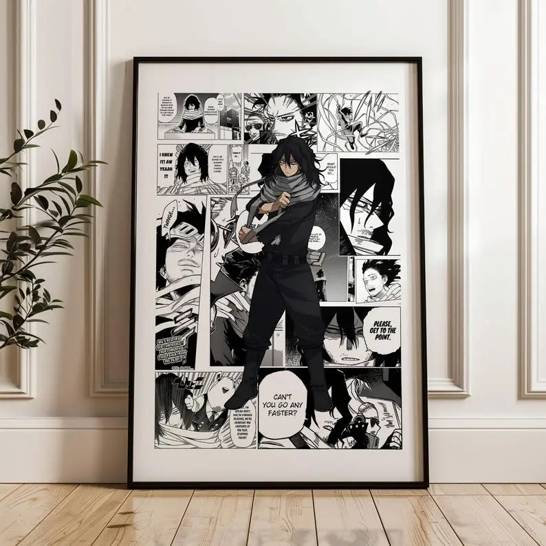 My Hero Academia Shota Aizawa, Eraser Head Manga Panels Poster: Anime Print, Anime Poster Unframed