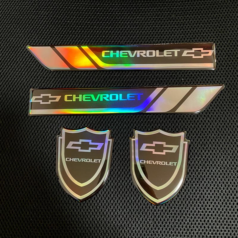 For Chevrolet car body decorative stickers, 4-piece set, car stickers, polycarbonate (PC) material, colorful waterproof stickers, car emblem stickers