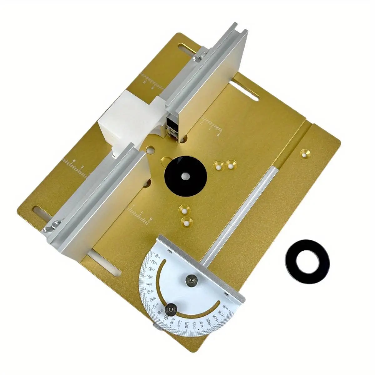 Aluminum Router Table Insert Plate, Woodworking Benches Router Flip Plate with Miter Gauge Guide, Aluminum Fence Sliding Brackets
