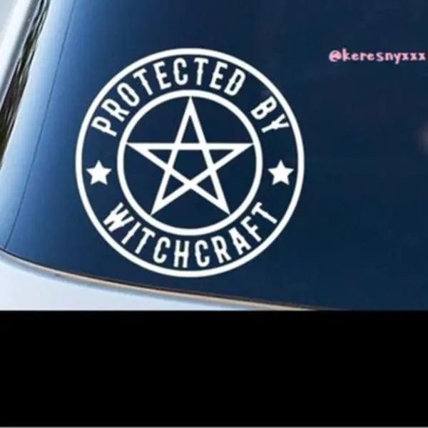Protected By Witchcraft Vinyl Decal Sticker | Goth Witch Wiccan Spooky Aesthetic