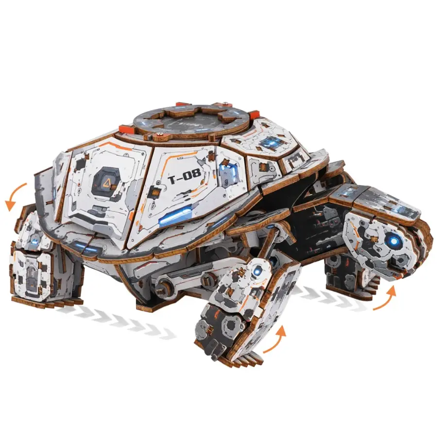 3D Wooden Mechanical Puzzle Kit, Mecha Turtle & Land Tortoise DIY Assembly Model, Movable Wooden Robot Animal Craft Set, Gift for Hobbyists