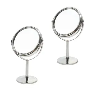 Double-Sided Makeup Mirror, 360° Swivel Vanity Mirror, 5X Magnifying Mirror, Tabletop Beauty Mirror, Portable Stand Mirror, for Daily Use, Dorm Room, Skincare, Girls