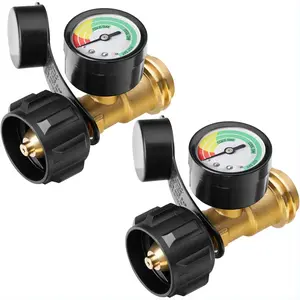 Propane Tank Gauge, 3 Colors Coded Universal for Cylinder, Grill, Heater, RV Camper and More, 5-40 Pound LP Tank Gas Level Indicator, QCC1 / Type 1 Connection, 2 Pack