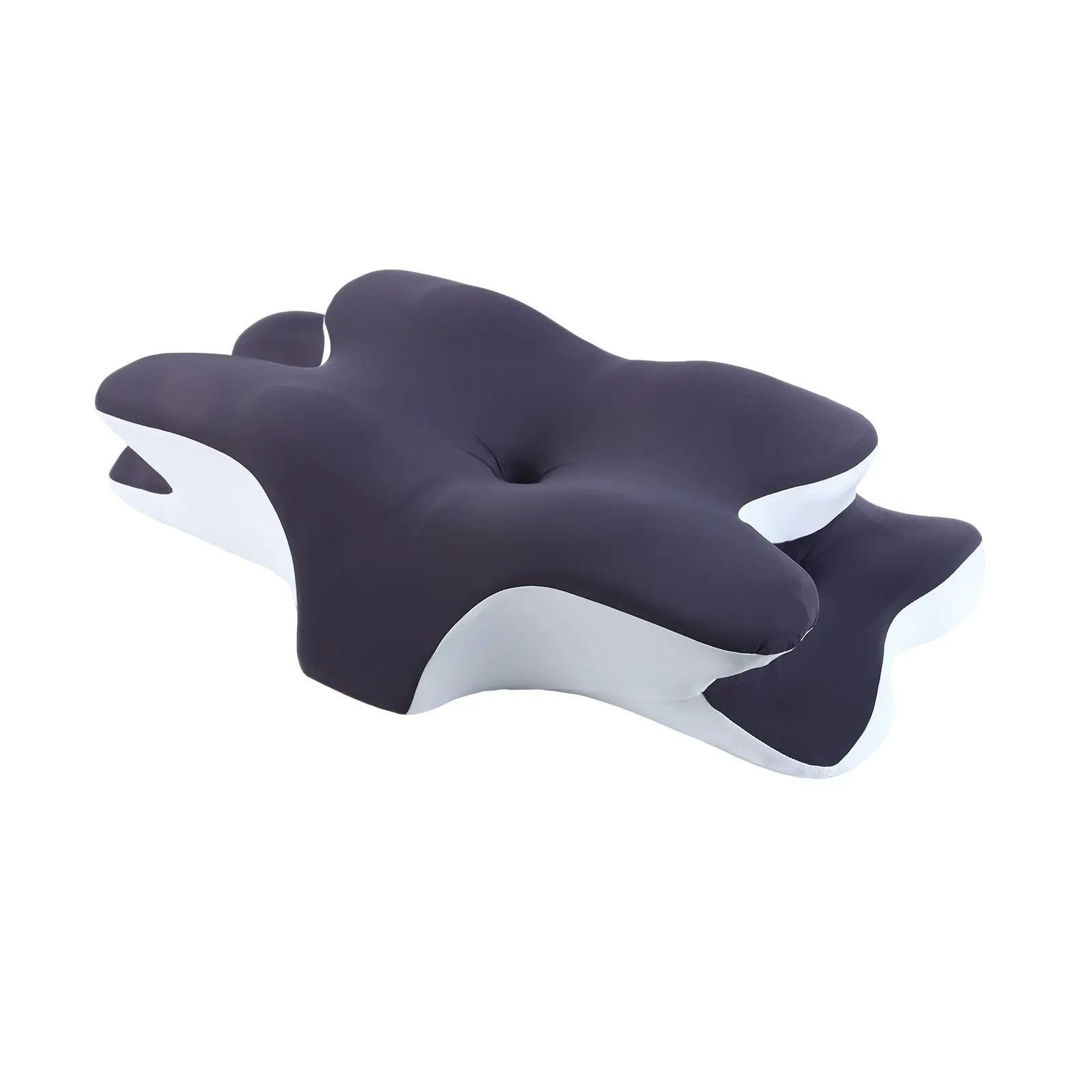 Double-sided contour pillow in dark gray and white