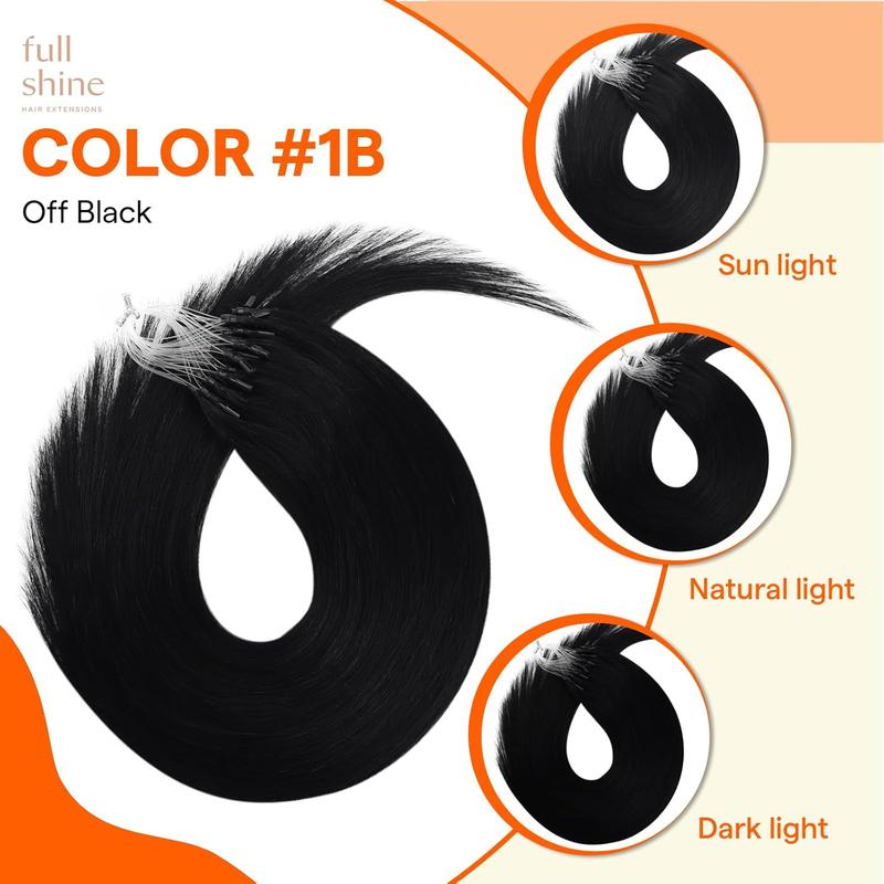 Full Shine Micro Hair Extensions 50 Gram 1g/s Microloop Human Hair Extensions Natural Straight Heat Resistant Seamless Blend Comfortable Lightweight 14inch-24inch 1g/s 50g/50s TikTokShopBlackFriday